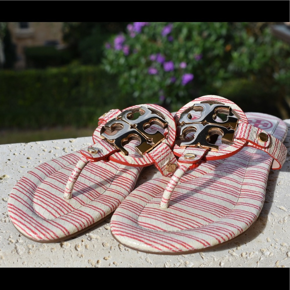Tory Burch Miller 2 sandal gold logo striped thong